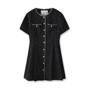 LILY新款女装优雅轻奢小香风肌理感精致感商务通勤连衣裙女