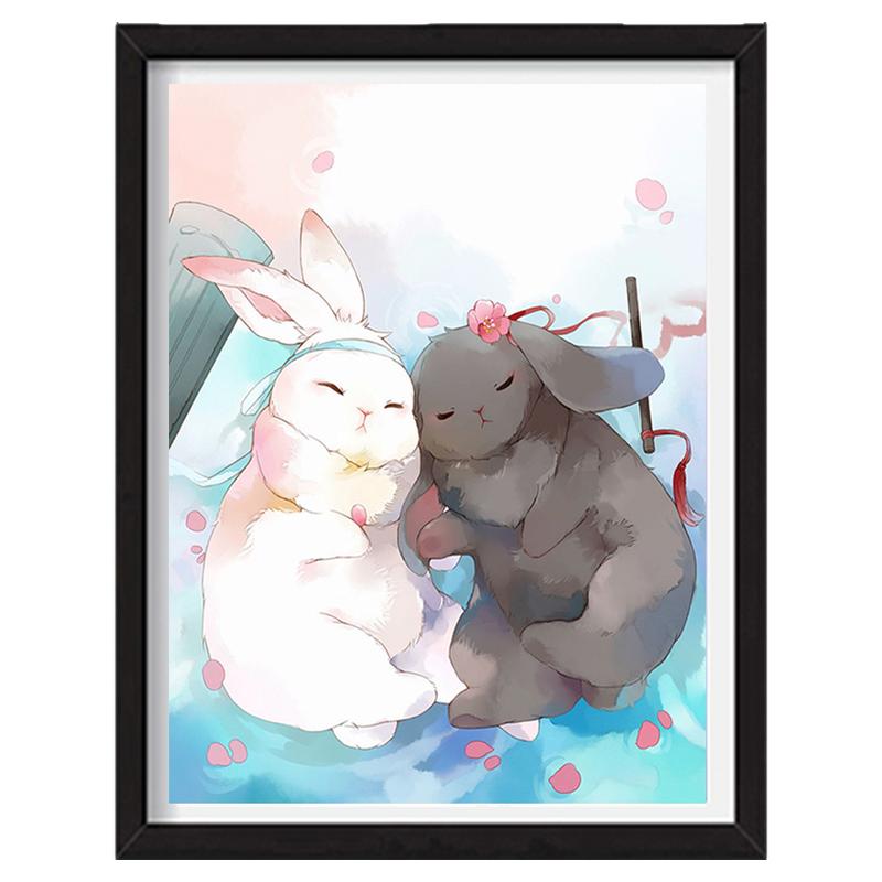 魔道祖师钻石画方钻满钻黑白兔子