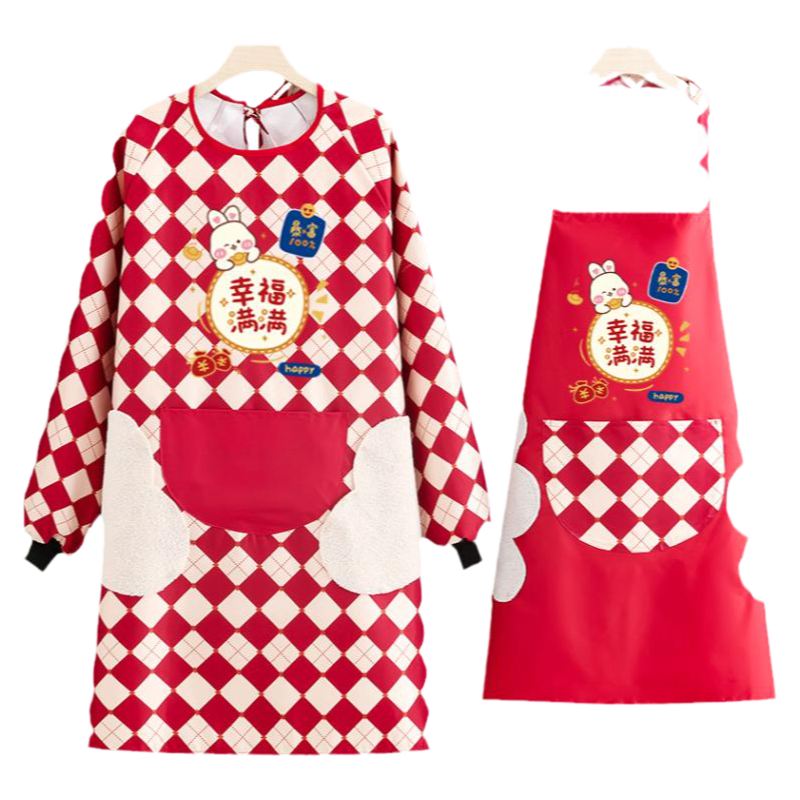 定制logo工作服长袖罩衣围裙