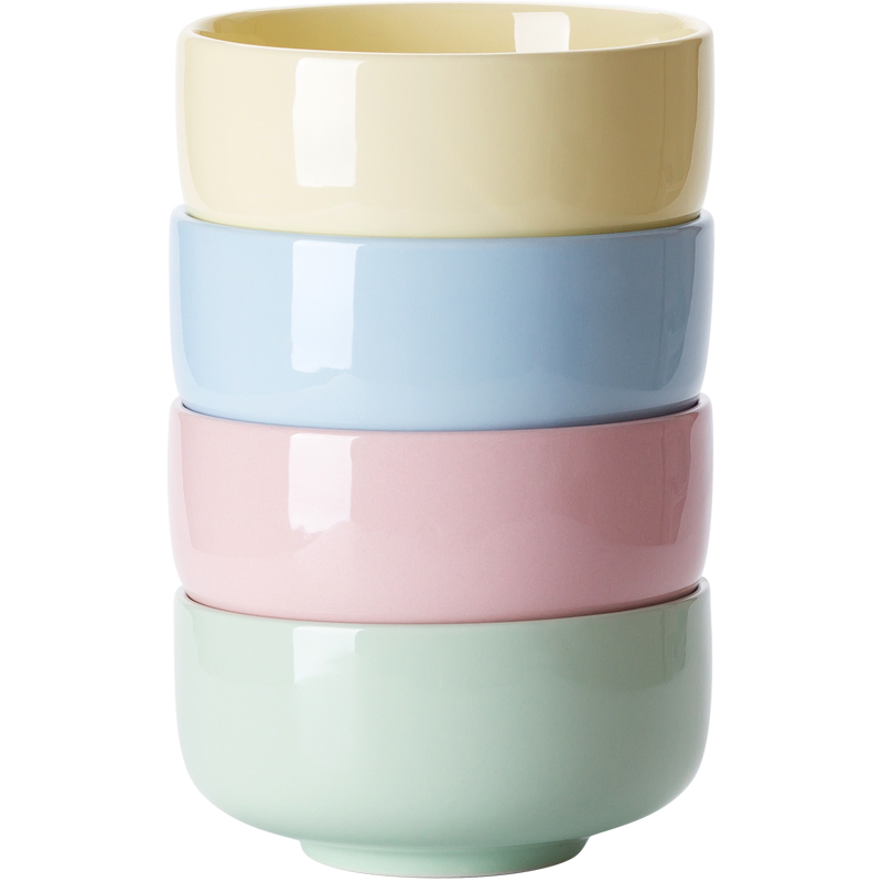 彩色餐具家用陶瓷米饭碗糖果色儿童马卡龙彩虹碗不同颜色的小碗