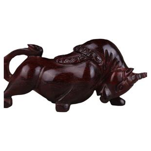 红木牛气冲天手把件木雕小叶紫檀牛车挂件吊坠项链摆件茶宠男女款