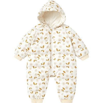 【高定系列】英氏童装保暖羽绒连体衣冬季女宝宝羽绒服新款