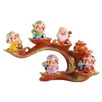 五福財(cái)神爺擺件玄關(guān)電視柜裝飾品