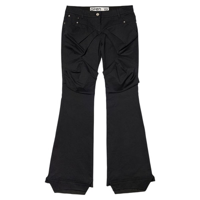 OPEN YY 26春夏新款女士时尚褶皱微喇休闲裤银泰百货