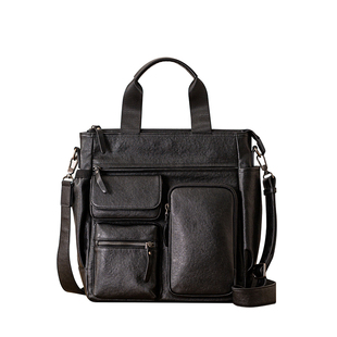 后步原创真皮男士单肩斜挎包头层牛皮大容量休闲百搭多口袋手提包