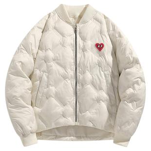 查尔斯桃心冬季新款情侣百搭棒球领设计感保暖加厚休闲棉服外套男