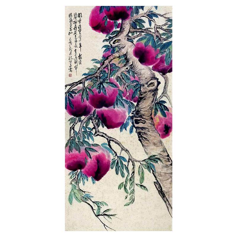 名家孙宏正国画祝寿手绘寿桃真迹