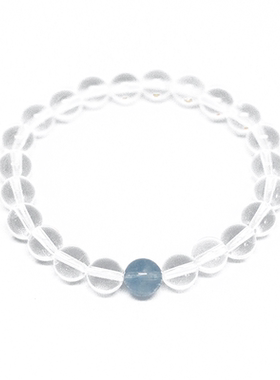 8A级天然原矿白水晶手链露丝同款海蓝宝手串送男女手绳礼物ins风