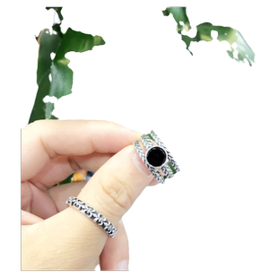 饰尚e族欧美链条三排开口戒指女活口戒指黑色复古做旧个性