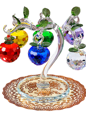 水晶苹果树小摆件客厅办公室摆放