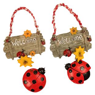 可爱的七星瓢虫欢迎牌树脂挂饰壁饰节日氛围家居点缀温馨小装饰