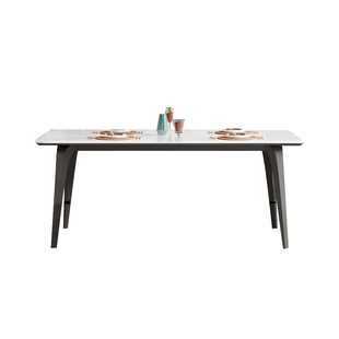 意式依诺岩板餐桌石墨烯加热暖菜家用极简轻奢长方形饭桌椅佛山