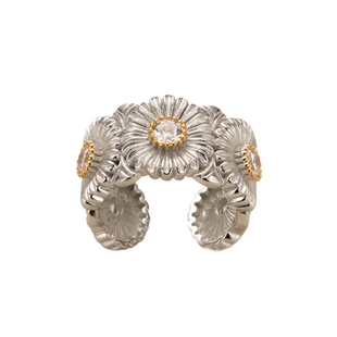 素图雏菊戒指925银精致小众设计开口戒食指戒指复古轻奢高级指环