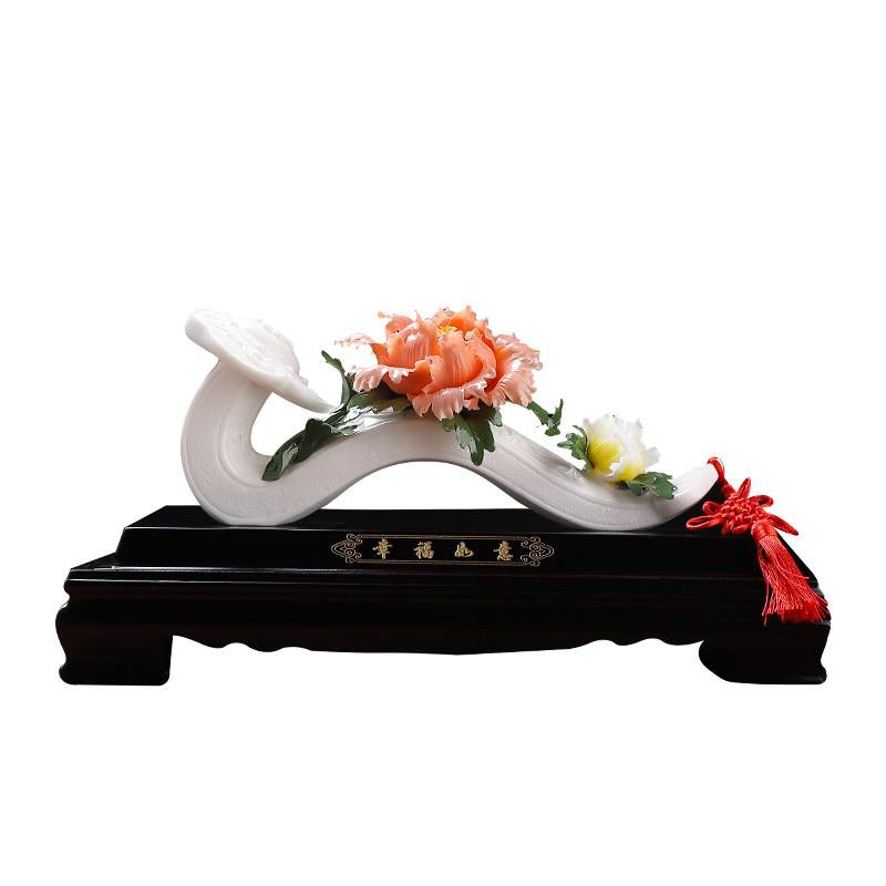 幸福如意牡丹花摆件可定制祝福语