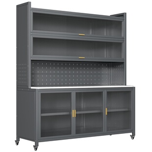 厨房置物架岩板餐边柜落地多层储物柜多功能橱柜微波炉烤箱收纳柜