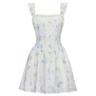 【现货】易碎商店·柠夏序曲 南法假日碎花方领吊带显瘦连衣裙夏