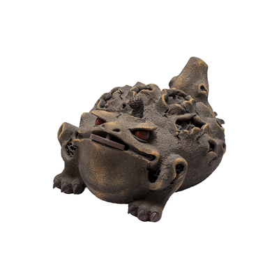 陈洪军宜兴紫砂茶宠摆件招财红眼树皮金蟾装饰礼品可养全手工茶玩