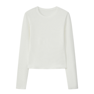 CountryMoment美式长袖正肩圆领T恤女春秋修身显瘦内搭打底衫上衣