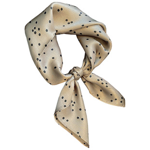 冷色系高级感波点小丝巾春夏季配衬衫真丝方巾韩版领巾女绑包发带