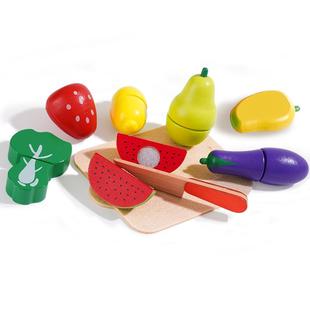 儿童水果切切乐玩具宝宝木质水果刀切果蔬厨房过家家仿真蔬菜套装