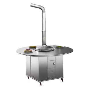 圆桌面柴火灶烧木柴家用农村大铁锅台材火无烟不锈钢新款型炉灶台