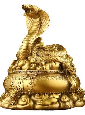 2025生肖蛇摆件黄铜十二生肖蛇本命年巳蛇蛇年蛇鸡牛三合铜蛇摆件