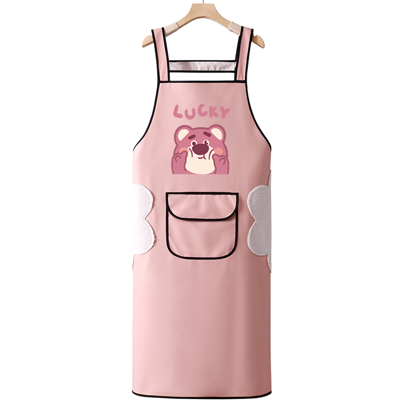 PU皮防水防油围裙工作服女