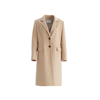 OBEG欧碧倩西装领双面呢羊毛大衣女中长简约气质羊绒外套10484030