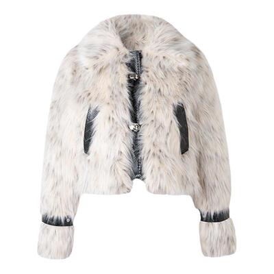 短外套毛绒拼接蛇纹皮草舒适