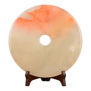 天然玉石阿富汗玉平安扣摆件 酒柜装饰品 客厅办公室 博古架摆件