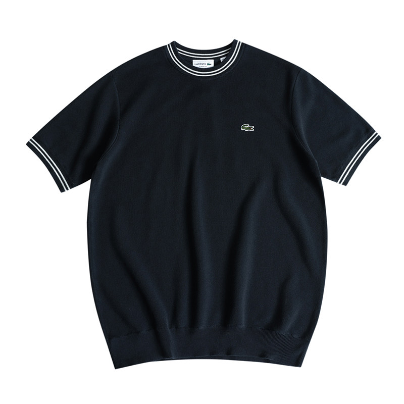 【自营】Lacoste/拉科斯特男士简约透气圆领短袖针织衫T恤上衣夏