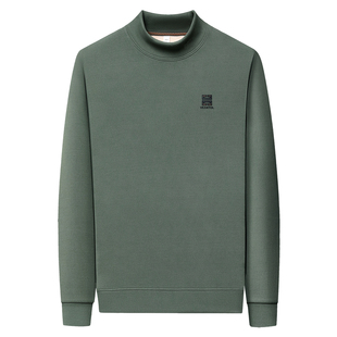 老爷车加绒加厚长袖T恤男冬季新款商务休闲半高领德绒打底衫卫衣