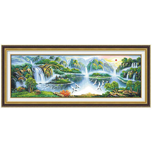 KS人间仙境山水画十字绣自己绣手工清新自然风景线绣客厅大幅满绣