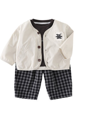 男宝宝春装三件套2026年新品韩版春秋季婴幼儿童分体衣服帅气外套