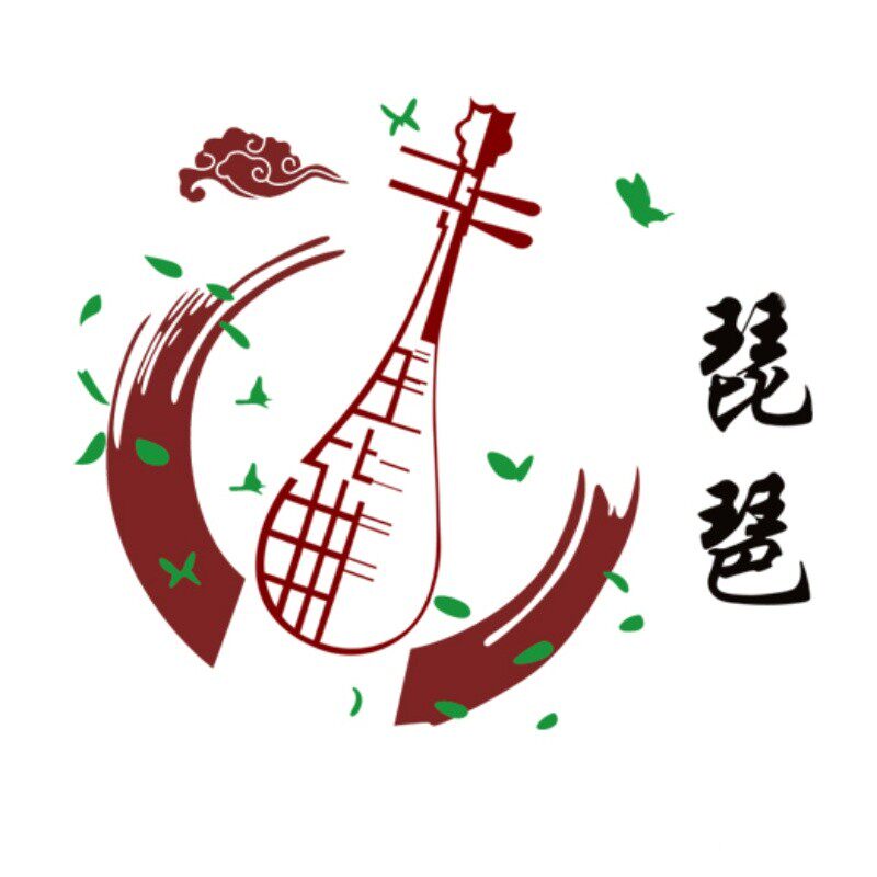 琵琶古典音乐风培训班防水墙贴纸