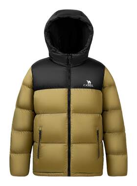 骆驼火焰山短款连帽羽绒服