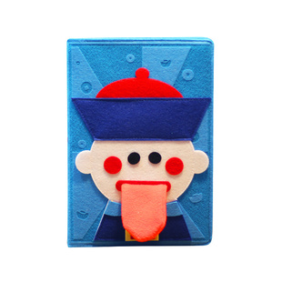 顽创意 僵小呆定页儿童涂鸦方格子学生读书日记空白国潮复兴文具小僵尸手帐批发diy定制a5大笔记本子 记事本