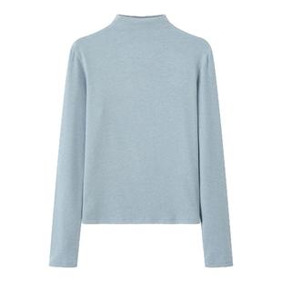 画风drawwind自由领打底衫女2025秋冬新款纯色半高领内搭长袖t恤