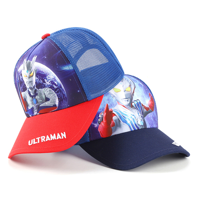 正版奥特曼儿童帽子男童夏季遮阳帽卡通鸭舌帽透气网孔中小大童
