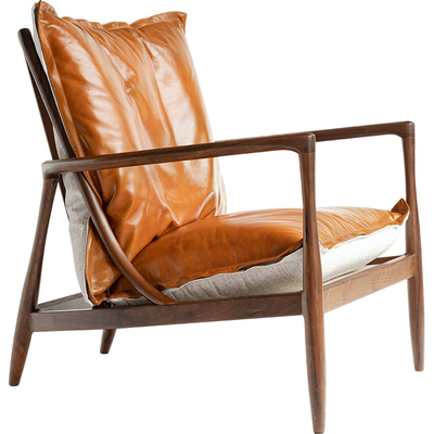 黑胡桃木沙发椅头层牛皮北欧良年