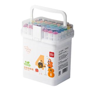 得力马克笔食品级水彩笔可水洗24色双头马克笔水性亲肤配方小学生专用美术幼儿园画画不透色48色涂鸦