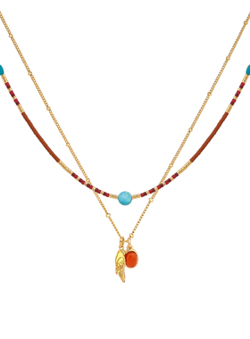 LAZY CIRCLES鹦鹉宝石套组项链女双层叠戴细巧可拆卸吊坠锁骨链