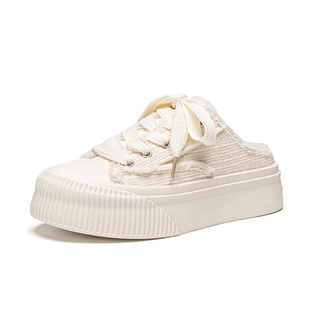 回力官方旗舰店帆布鞋女鞋2025新款厚底休闲小白鞋子一脚蹬半拖鞋