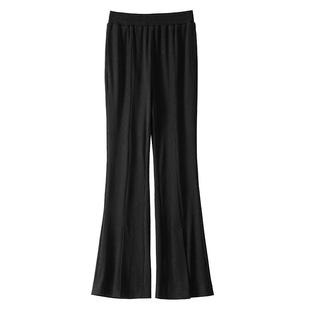 BANANA BABY2025年夏季新款开叉阔腿女高腰休闲百搭垂感微喇裤子