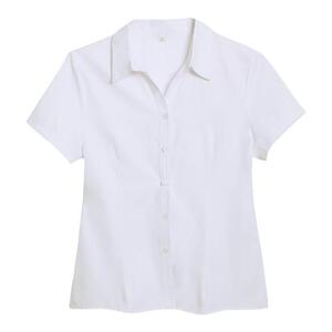 V领衬衫长袖2026春秋棉质纯白衬衣百搭工作服女士职业通勤v领修身
