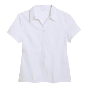 V领衬衫长袖2026春秋棉质纯白衬衣百搭工作服女士职业通勤v领修身