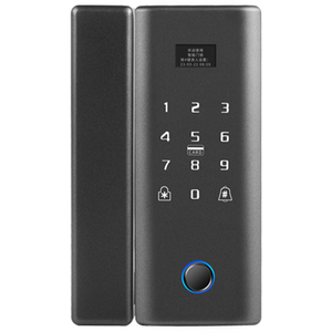 商铺适用肯德基玻璃门指纹锁有框智能密码锁带框室外防水免打孔