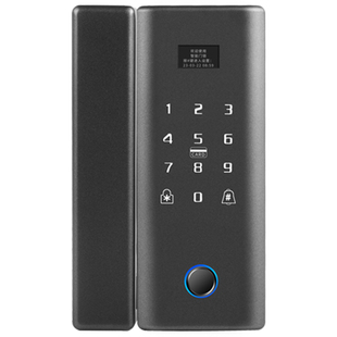 商铺适用肯德基玻璃门指纹锁有框智能密码锁带框室外防水免打孔