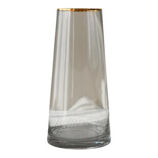 网红透明花瓶水培鲜花干花玻璃瓶北欧简约描金客厅家居台面插花器