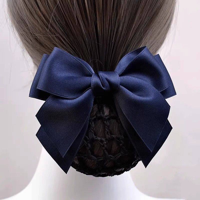 头花女职业护士空姐发网新款高级银行酒店工作盘发网兜蝴蝶结发夹